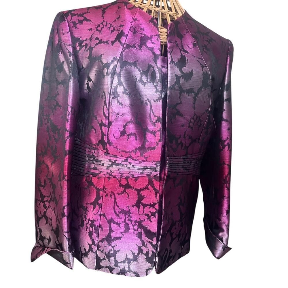 Kasper Shiny Ombré Fuschia Pink and Black Jacket & Matching Tank 12P